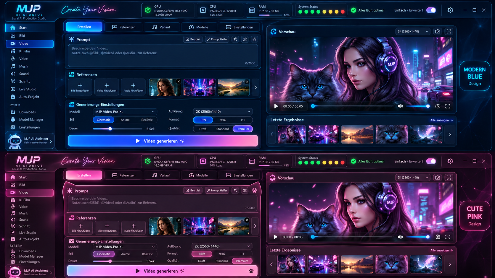 MJP-AI-Studios BLUE und Pink-Violett Design